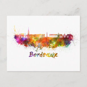 Cartão Postal Linha do horizonte Bordéus em aquarela
