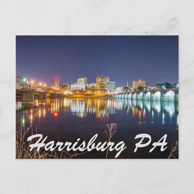 Cartão Postal linha do horizonte da Pensilvânia do harrisburg (Frente)