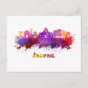 Cartão Postal Linha do horizonte de Ancona em aquarela