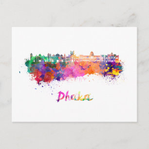 Cartão Postal Linha do horizonte de Dhaka em aquarela