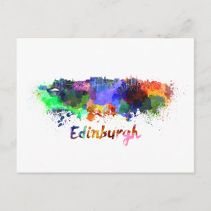 Cartão Postal Linha do horizonte de Edimburgo em aquarela
