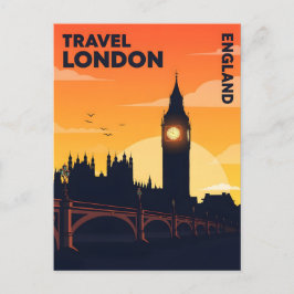 Cartão Postal Linha do horizonte de Londres ao pôr do sol com Bi