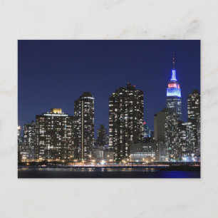 Cartão Postal Linha do horizonte de Manhattan no Night Lights, N