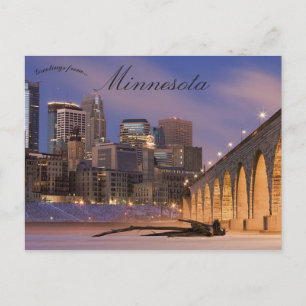 Cartão Postal Linha do horizonte de Minneapolis Minnesota