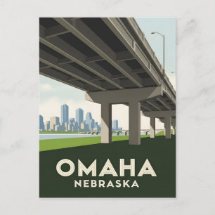 Cartão Postal Linha do horizonte de Omaha Nebraska embaixo de um