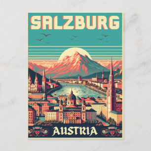 Cartão Postal Linha do horizonte de Retro Áustria Capital Salzbu