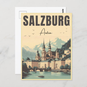 Cartão Postal Linha do horizonte de Retro Áustria Capital Salzbu