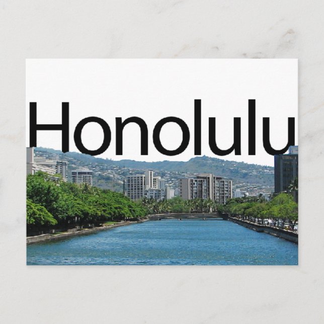 Cartão Postal Linha do horizonte Honolulu com Honolulu no Céu (Frente)