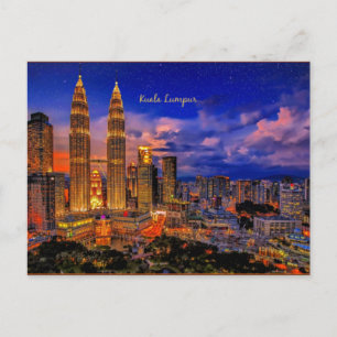 Cartão Postal Linha do horizonte Kuala Lumpur à noite