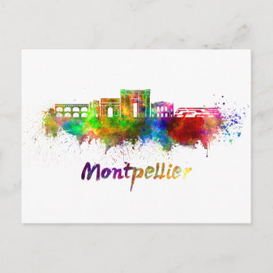 Cartão Postal Linha do horizonte Montpellier em aquarela