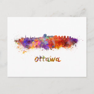 Cartão Postal Linha do horizonte Ottawa em aquarela