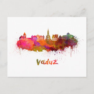 Cartão Postal Linha do horizonte Vaduz em aquarela