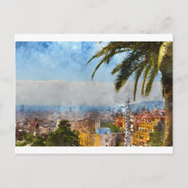 Cartão Postal Linha do Skyline da Espanha de Barcelona