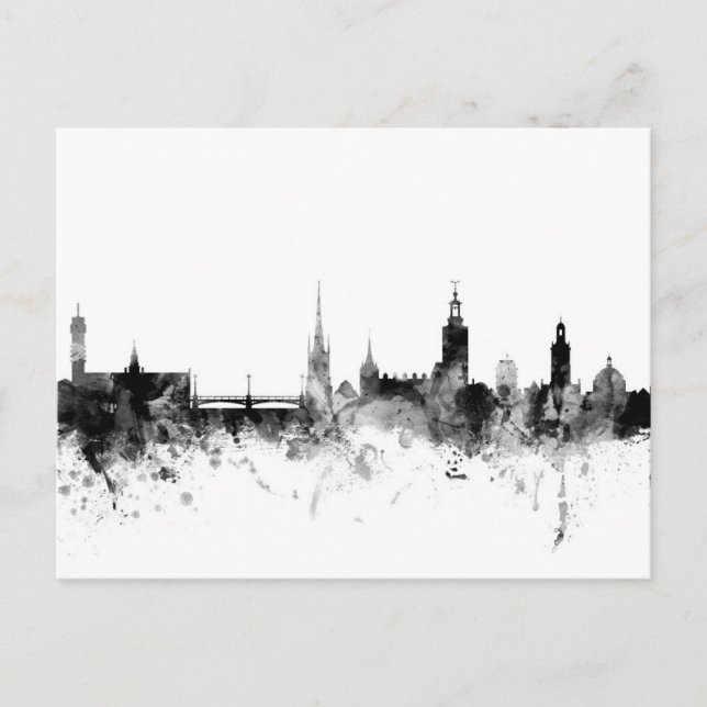 Cartão Postal Linha do Skyline da Suecia de Estocolmo (Frente)