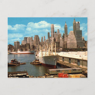 Cartão Postal Linha do Sul de Manhattan, East River, Vintage nos