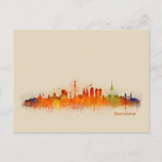 Cartão Postal Linha Skyline da cidade de Barcelona. Forma Citosa