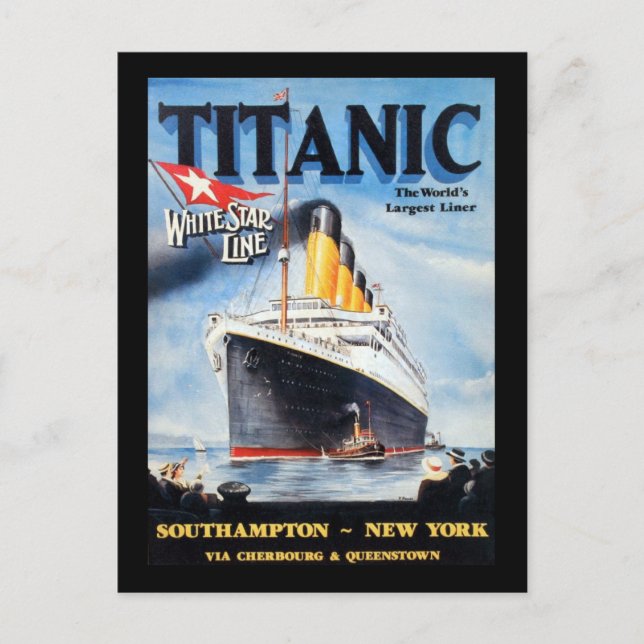 Cartão Postal Linha White Star Titanic - Maior Liner do Mundo (Frente)