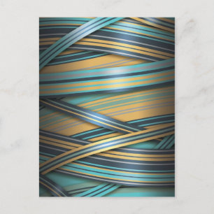 Cartão Postal Linhas abstrato de mostarda azul
