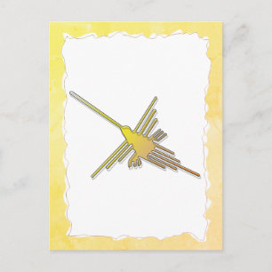 Cartão Postal Linhas de Nazca Douradas Beija-flor Papel Velho Ra