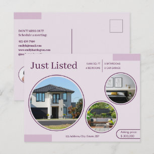 Cartão Postal Linhas Finas Imóvel Recém Listado Agente Rosa