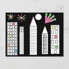 Cartão Postal Linhas Leves do Fireworks Inspiron City