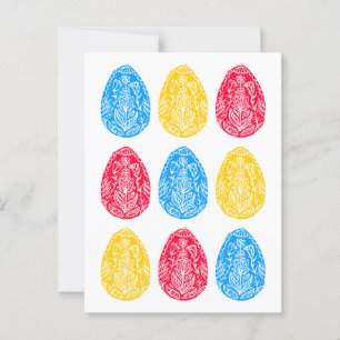 Cartão Postal Linoco de Ovo de Páscoa Floral Azul/Vermelho/Amare