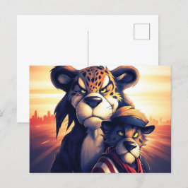 Cartão Postal Lion Cute