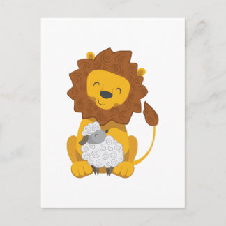 CARTÃO POSTAL LION E LAMB