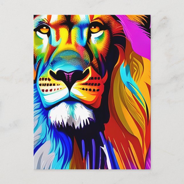 Cartão Postal Lion Face Mystical Fantasy Art (Frente)