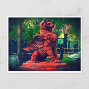 Cartão Postal Lion Fountain Savannah Georgia