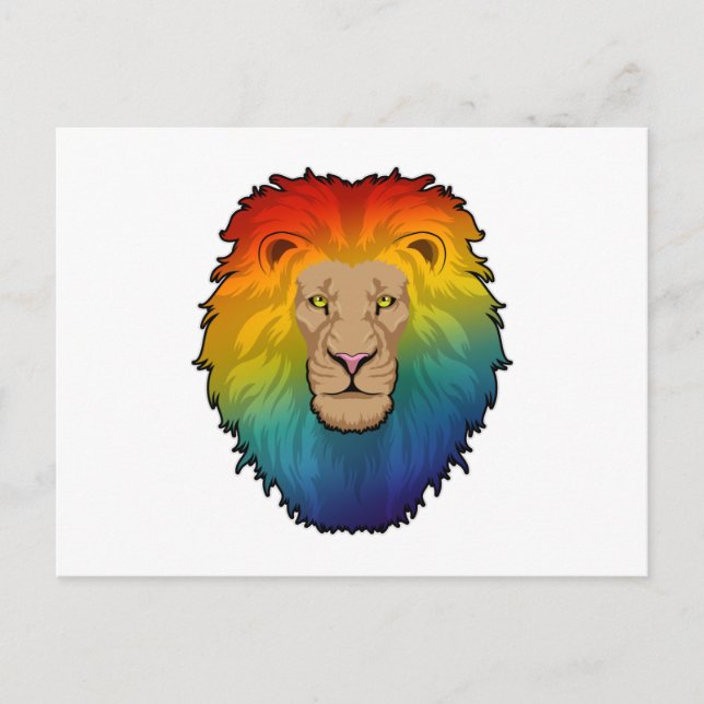 Cartão Postal Lion in Rainbow Colours (Frente)