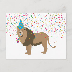 Cartão Postal Lion Jungle Partilhando Animais com Festa
