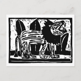 Cartão Postal Lion Lino Cortado Negro e Branco