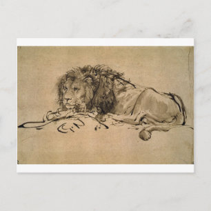 Cartão Postal Lion Resting de Rembrandt
