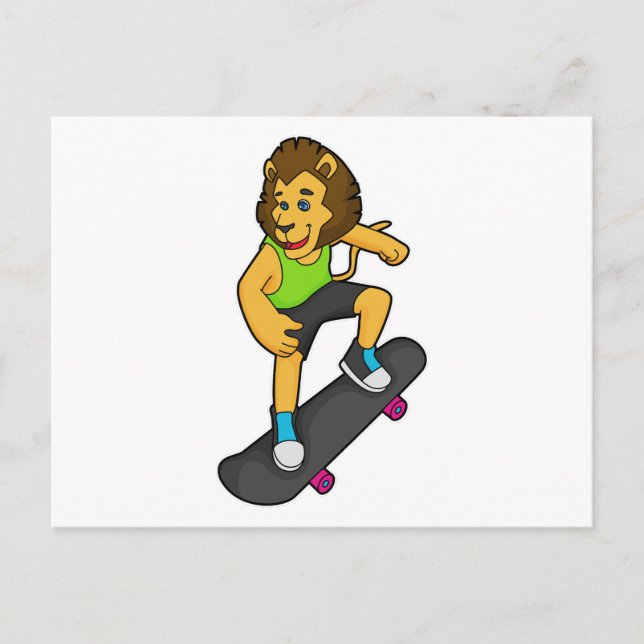 Cartão Postal Lion Skater Skateboard (Frente)