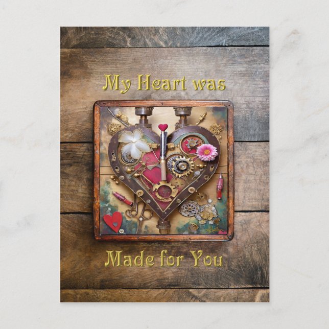 Cartão Postal Lipstick Flores Heart Steampunk Series (Frente)