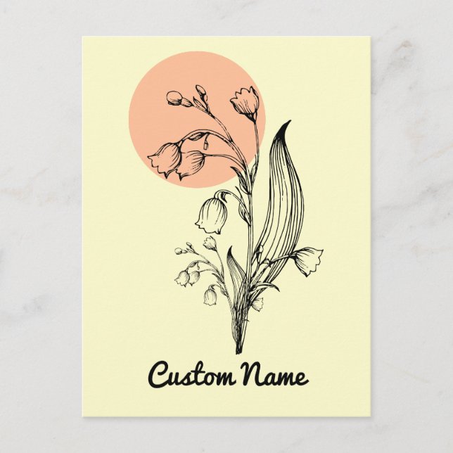 Cartão Postal Lírio do Vale Flor do Mês de Nascimento Minimal (Frente)