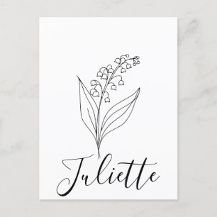 Cartão Postal Lírio-do-vale Personalizado Flor de Nascimento