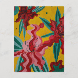 Cartão Postal lírios, flores, abstração, abstracionismo,