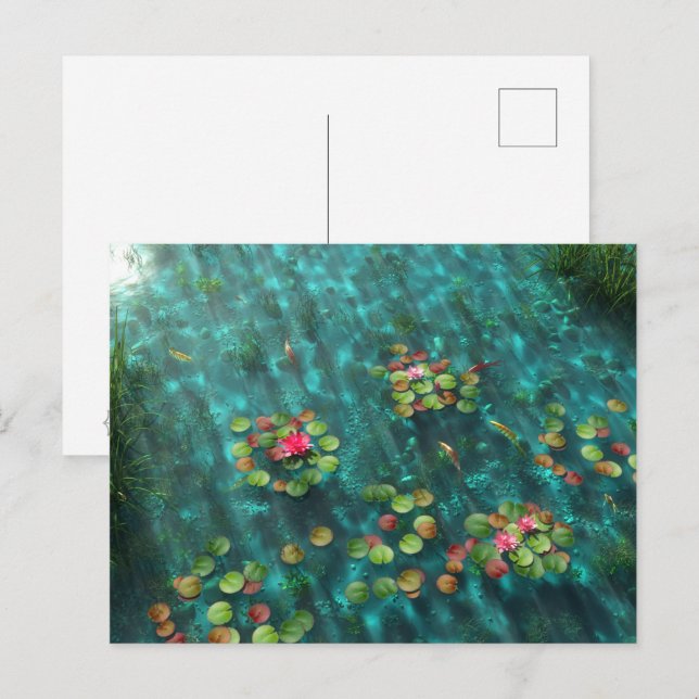 Cartão Postal Lírios no Cartão-postal de Água (Frente/Verso)