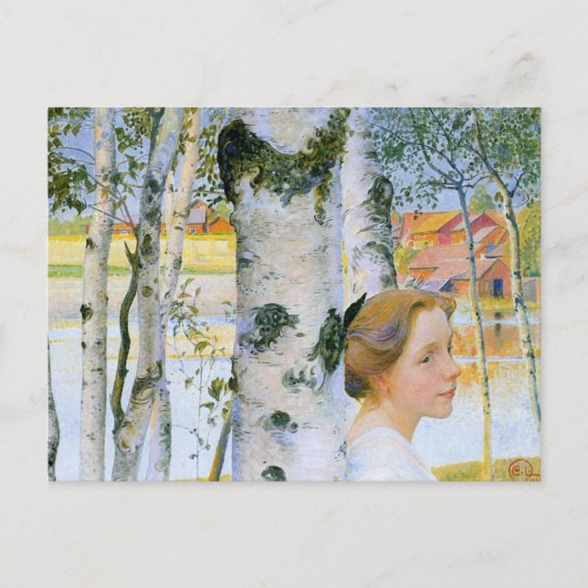 Cartão Postal Lisbeth nas Árvores Birch (Frente)