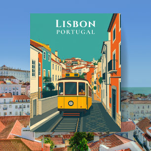 Cartão Postal Lisboa Portugal Bonde Amarelo Viagem Antiga