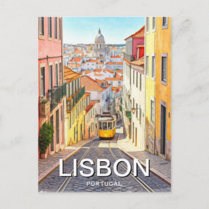Cartão Postal Lisboa Portugal Panteão Alfama Aquarela