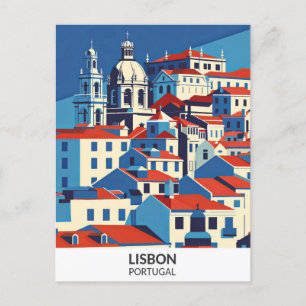 Cartão Postal Lisboa Portugal Retro Trabalho de arte Viagem