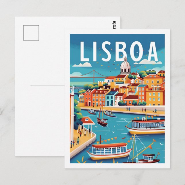 Cartão Postal Lisboa Portugal Vintage Familiar Viagem (Frente/Verso)
