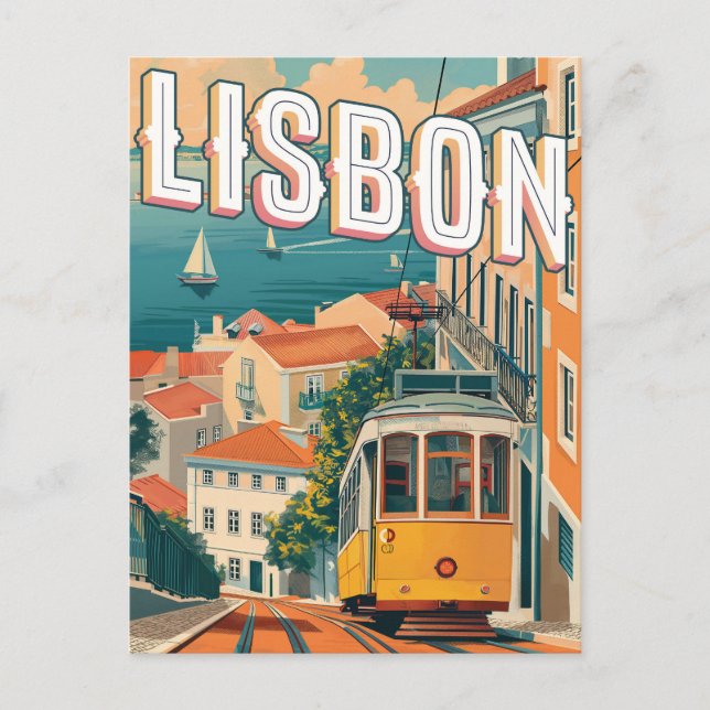 Cartão Postal Lisboa, Viagens vintage de Portugal (Frente)