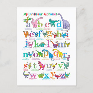 Cartão Postal Lista alfabética de dinossauros