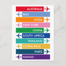 Cartão Postal Lista Colorida de Baldes Viagem