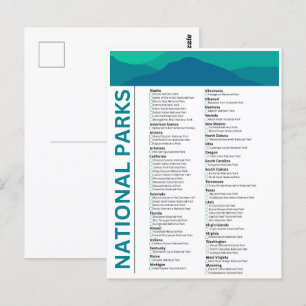 Cartão Postal Lista de Parques Nacionais nos Estados Unidos