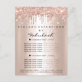 Cartão Postal Lista de Preços Coletas Rosa Douradas Colírios Eye